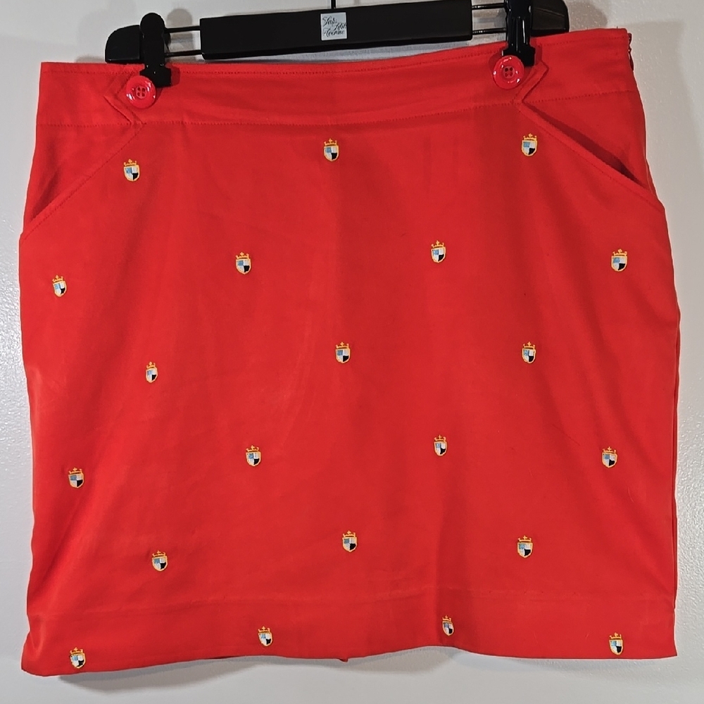 Bette & Court Red Crest Embroidered Golf Tennis Skort 12